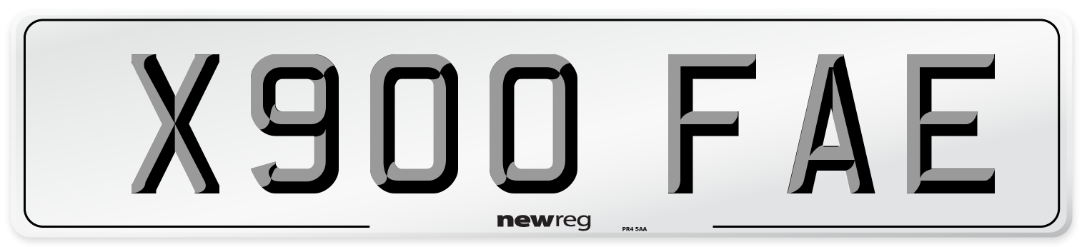X900 FAE Number Plate from New Reg
